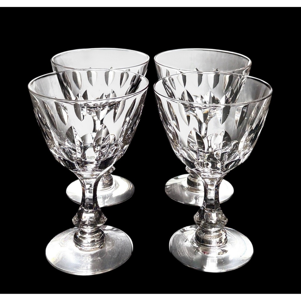 Set Of 4 Tiffin-Franciscan MT VERNON Crystal 5-5/8" Wine Water Glasses Excellent